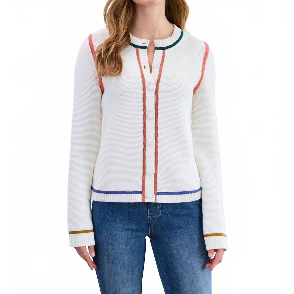 NEW FDJ tipping cotton cardigan in creme